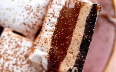 Postre de galletas de chocolate congelado.