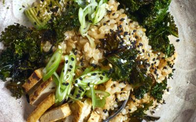 Un sencillo tazón de sushi de arroz integral