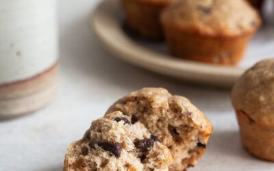 Magdalenas veganas perfectas con chips de chocolate y plátano