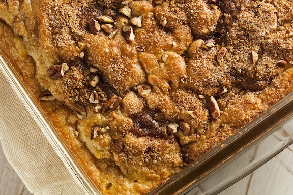 Pastel de café crumble de canela y nuez