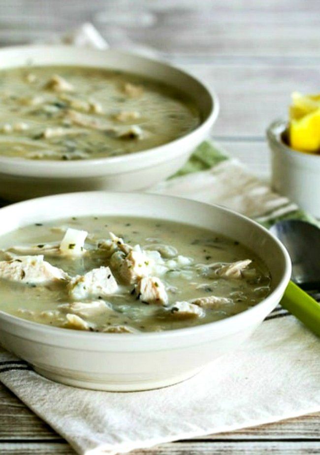 Sopa griega de pollo con huevo y limón con arroz o arroz con coliflor