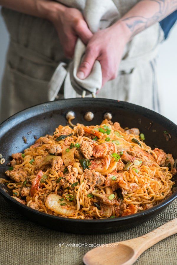 Pork and KimChi Noodle Stir Fry:
