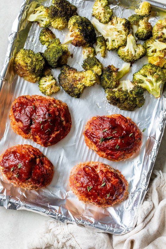 Pan de hoja de pavo albondigas y brócoli