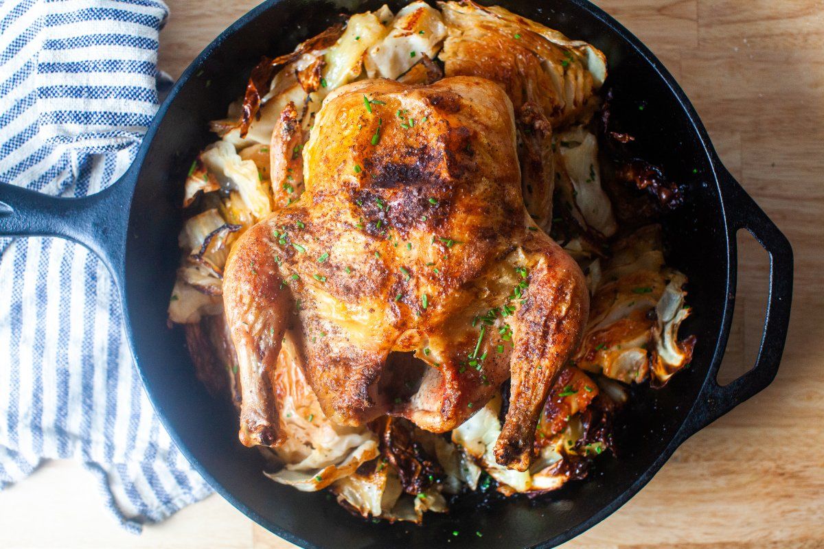 pollo asado con col schmaltzy