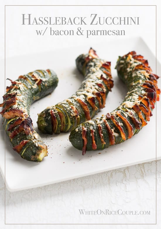Receta de calabacín Hasselback con tocino, parmesano y ajo