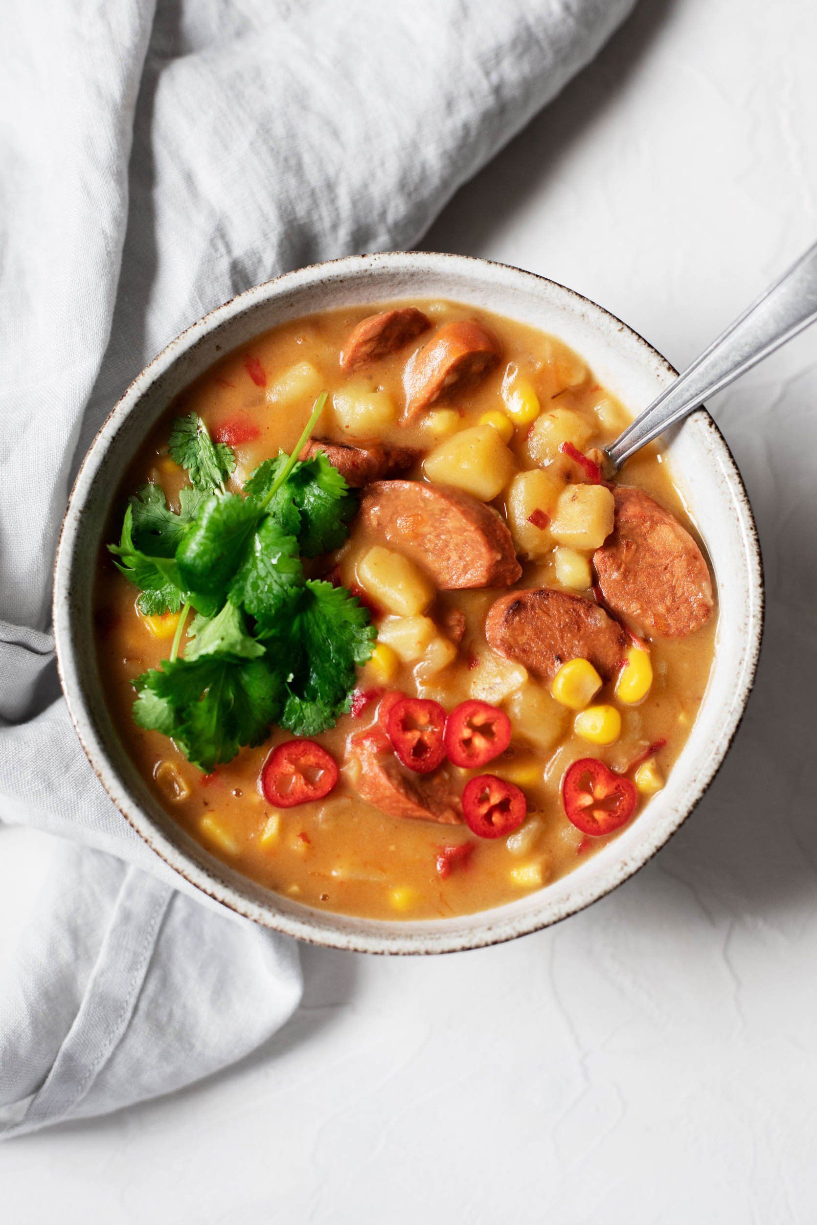 Sopa De Maíz De Patata Vegana | Una sopa cremosa y reconfortante para el verano