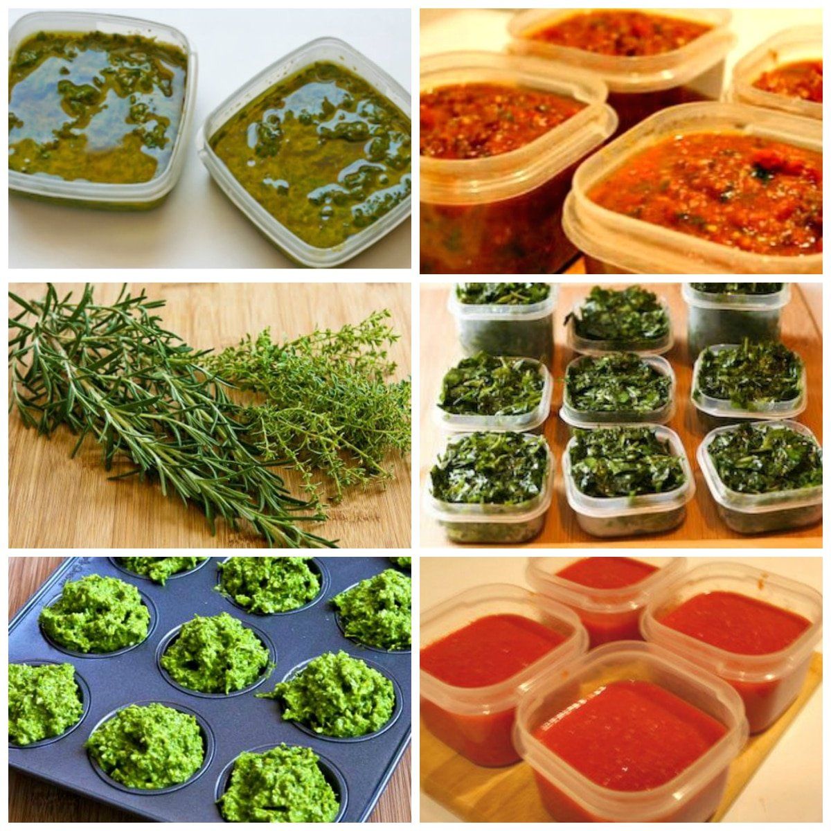 Congelar hierbas frescas, tomates de jardín y verduras