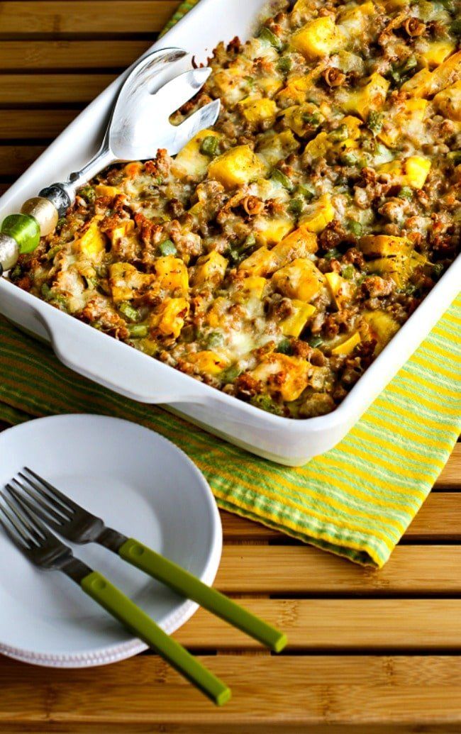 Gratinado de salchicha y calabaza Delicata
