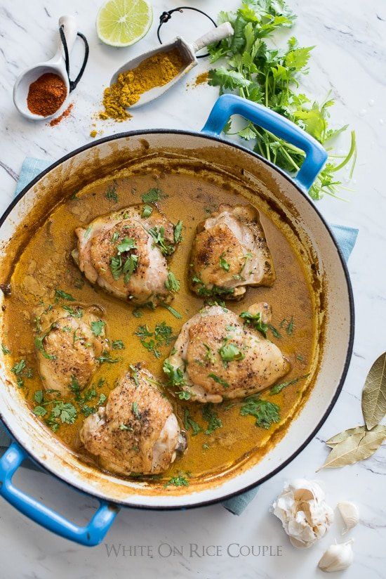 Receta de muslos de pollo con curry y leche de coco
