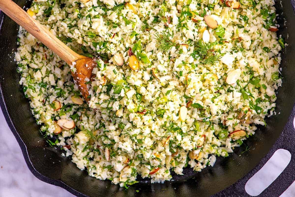 Arroz con ajo y coliflor