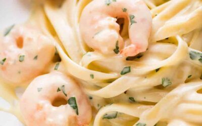 Pasta cremosa de gambas al ajo