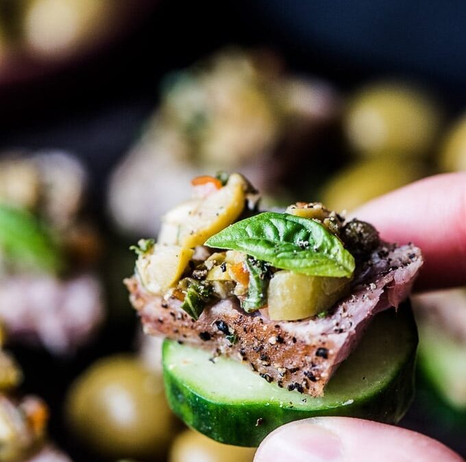 Atún sellado con tapenade de aceitunas manzanilla españolas