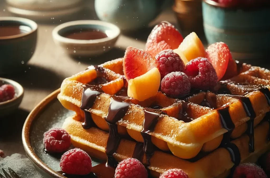 Waffles de Lieja con sirope de chocolate