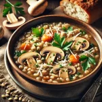 Sopa de champiñones con cebada